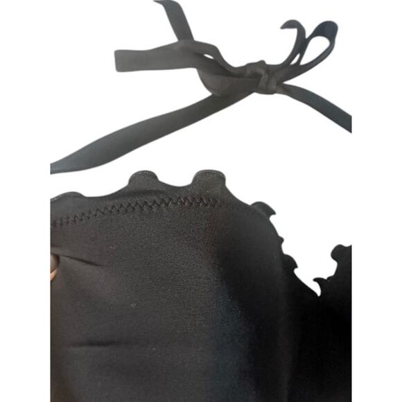 Shade & Shore Black Scalloped Trim Lightly Lined Padded Bikini Top Women 38D - Picture 4 of 8